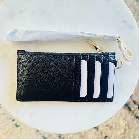 FURLA Classic Credit Card‎ Case Leather Wallet Wristlet, Black, Wrist Strap, NWT - Picture 10 of 16